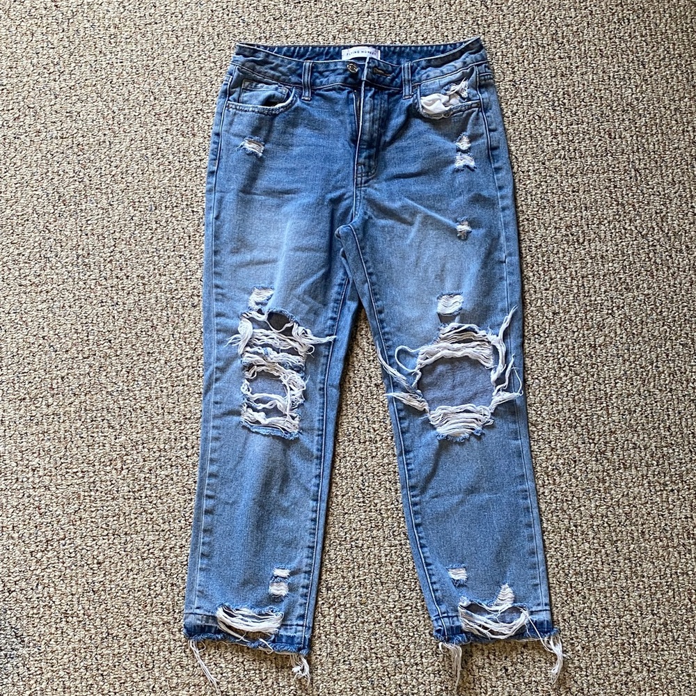 Flying Monkey Ripped Blue Ankle Jeans